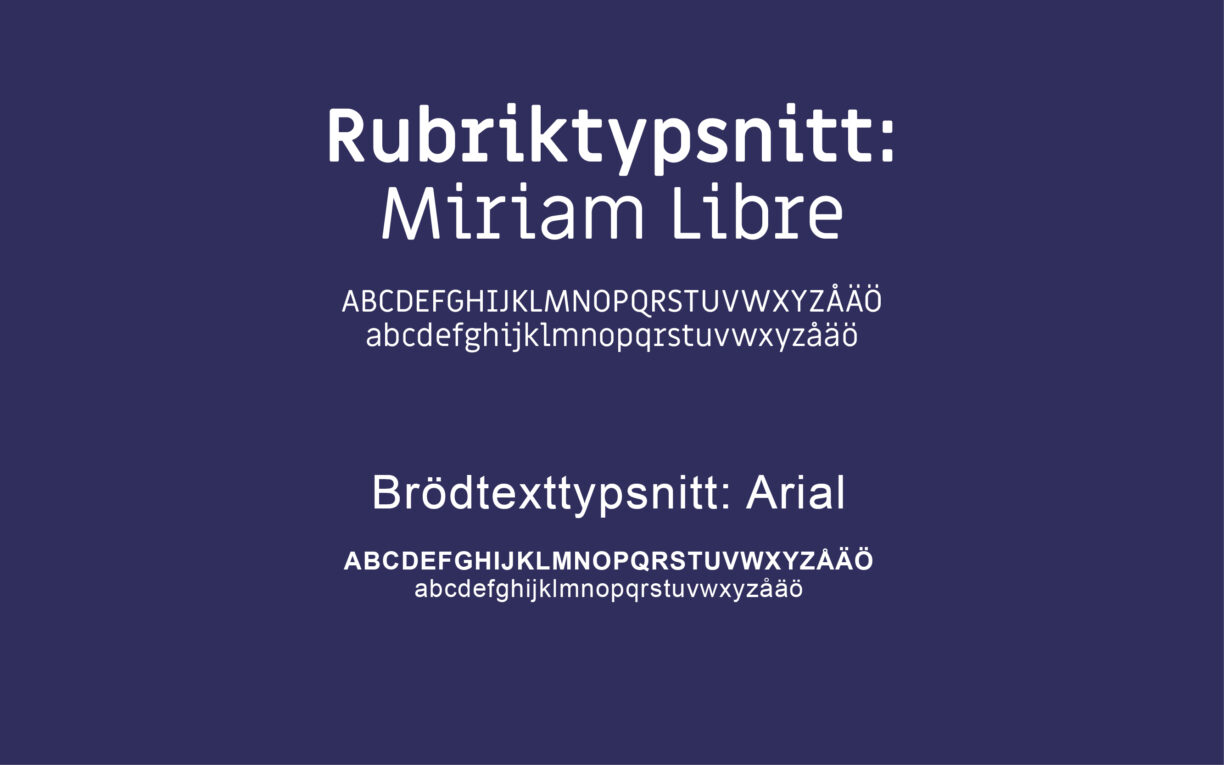 Rubriktypsnitt: Miriam Libre. Brödtexttypsnitt: Arial